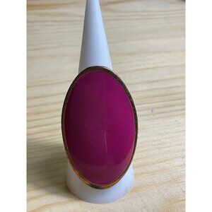 Adjustable Fashion Statement Ring With Large Magenta Oval Stone